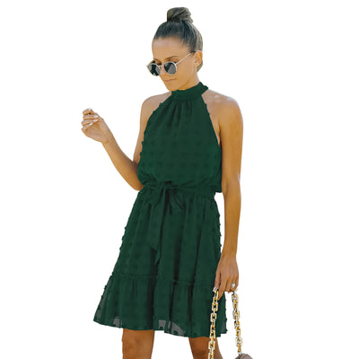Vestido Halter de Chifón con Escotes Jacquard - Image 10