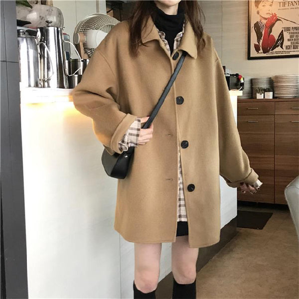 Abrigo Suelto Estilo Coreano Largo Mujer Talla Pequeña