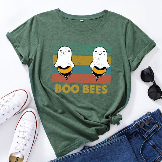 Camiseta Holgada para Mujer Cuello Redondo Manga Corta Creativa - Image 17