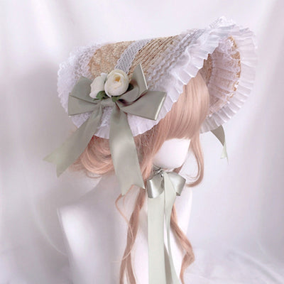 Sombrero Lolita Artesanal Estilo Pastoral de Paja para Mujer - Image 8