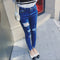 Pantalones Ajustados Estilo Coreano Baita con Detalles Perforados y Efecto Reductor