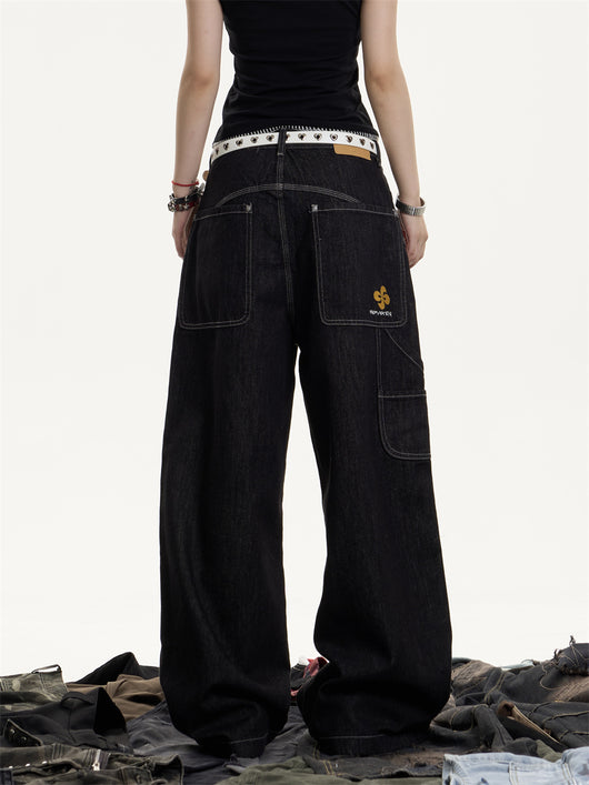 Jeans Retro Americano Desgastado Mujer Corte Recto Holgado - Image 15