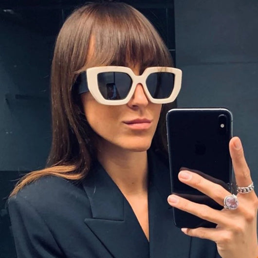 Gafas de Sol Retro Polígono con Contraste de Personalidad