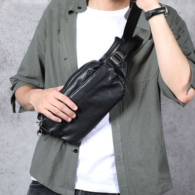Mochila Bandolera de Cuero para Hombre - Bolso Cruzado Compacto - Image 9