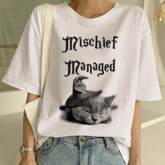 Playera Pareja a Juego con Estampado Divertido de Gatos - Unisex Manga Corta Tendencia - Image 17