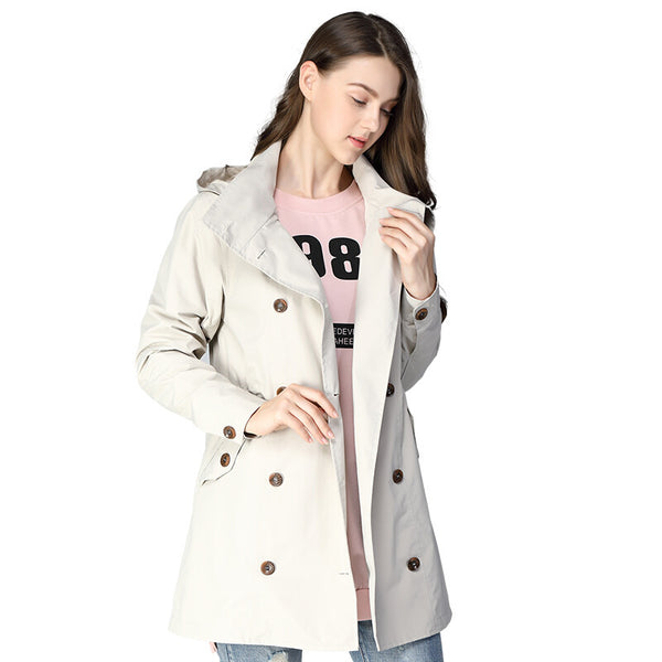 Chaqueta Cortavientos Impermeable de Largo Medio para Uso Diario