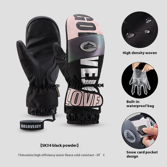 Guantes de Snowboard para Mujer Impermeables con Pantalla Táctil y Forro Térmico