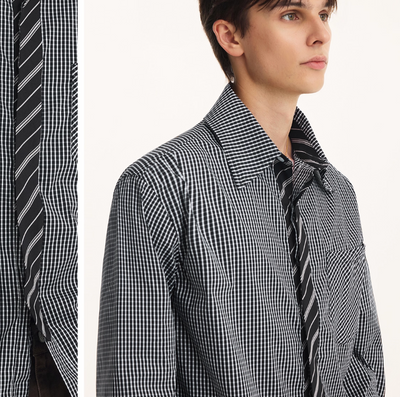 Camisa Manga Larga Falso Dos Piezas para Hombre Otoño Premium - Image 9