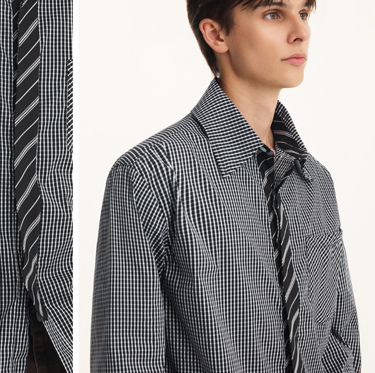 Camisa Manga Larga Falso Dos Piezas para Hombre Otoño Premium - Image 9