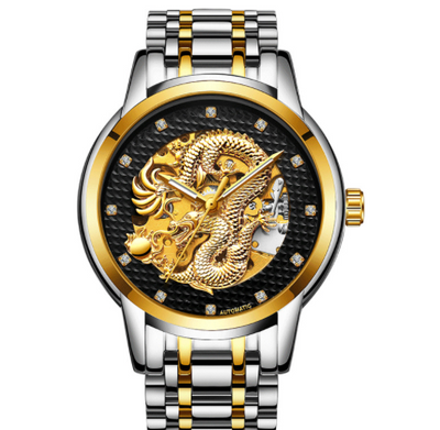 Reloj Empresarial Dragon Dorado Automático Resistente al Agua con Esfera Luminosa - Image 5
