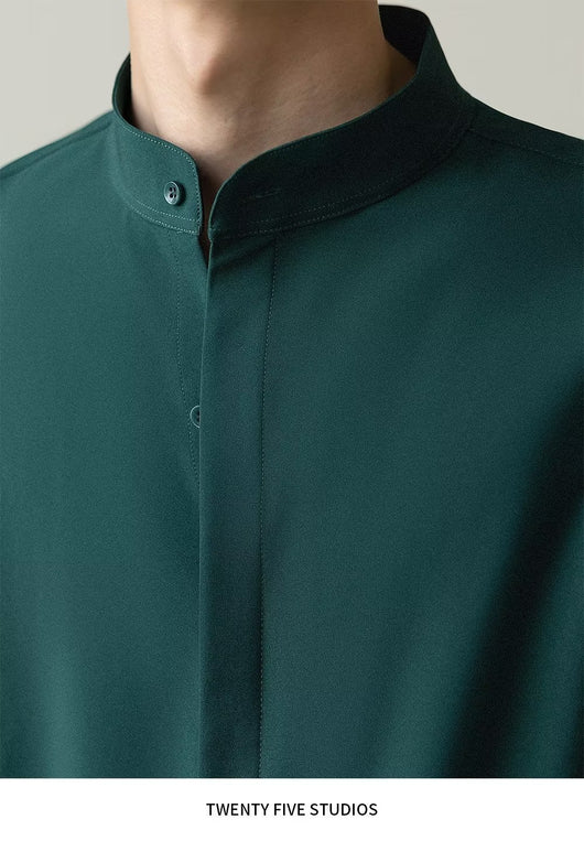 Camisa Manga Corta con Cuello de Pie para Hombre - Image 13