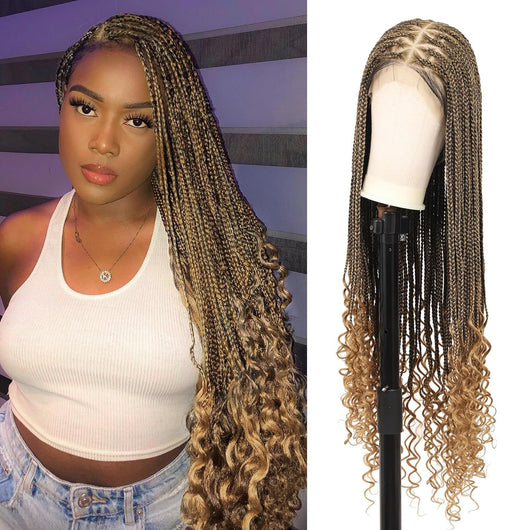 Peluca de Encaje Completo con Trenzas de Fibra Química - Image 3