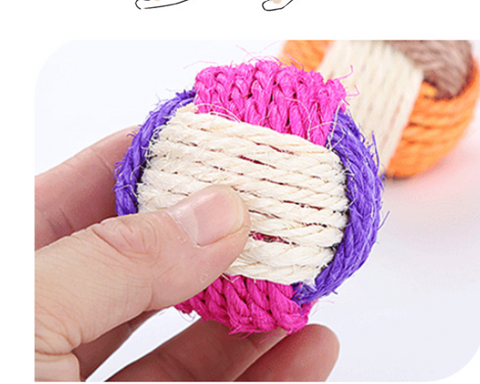 Pelota de Juego para Gatos Tricolor con Sisal - Image 9