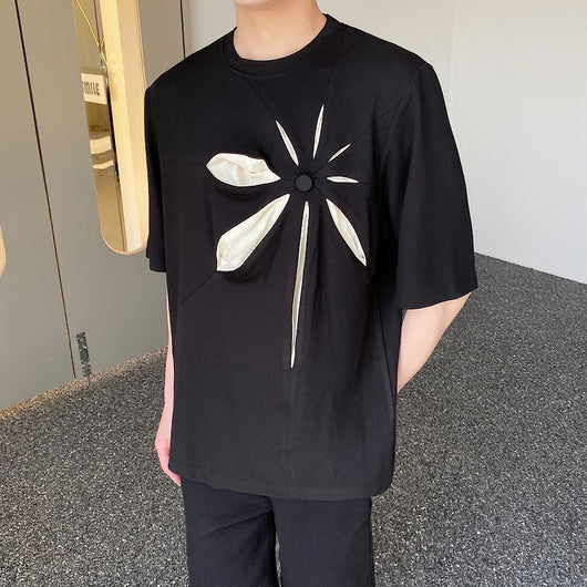 Camiseta Manga Corta Abstracta Tridimensional Estilo Urbano Moderno - Image 7