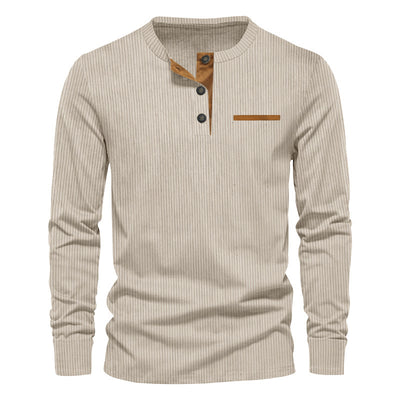 Henley de Pana para Hombre - Ajuste Slim, Manga Larga, Diseño Minimalista - Image 9