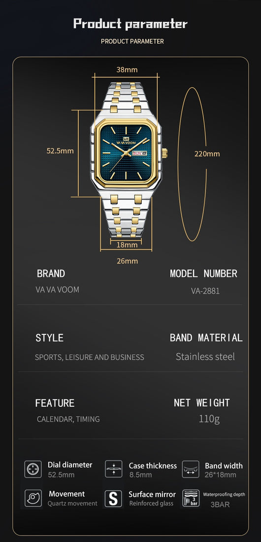 Reloj Cuadrado Luminoso Casual para Hombre - Image 26