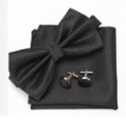 Conjunto Elegante de Corbatín y Pañuelo Cuadrado Estilo Británico a Cuadros para Caballero