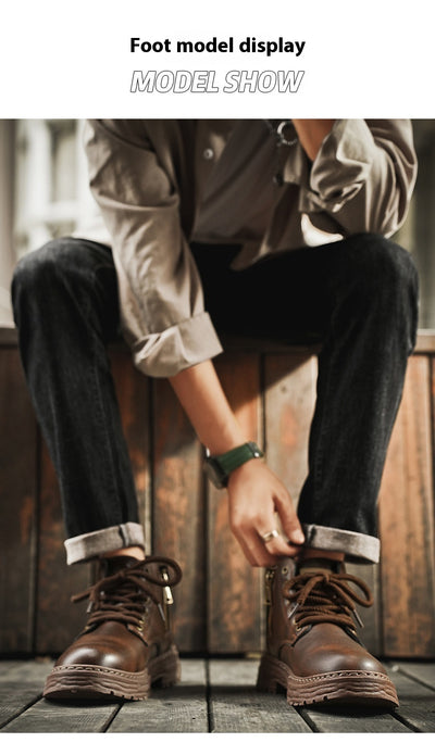 Botas Martin Impermeables Estilo Británico Retro para Hombre Talla Grande - Image 13