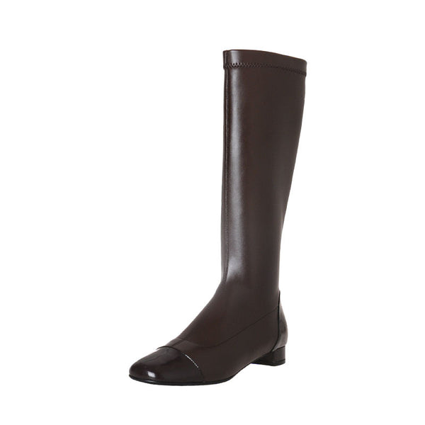 Botas Casuales Cuadradas Colorblock Tacón Bajo Multiuso Mujer