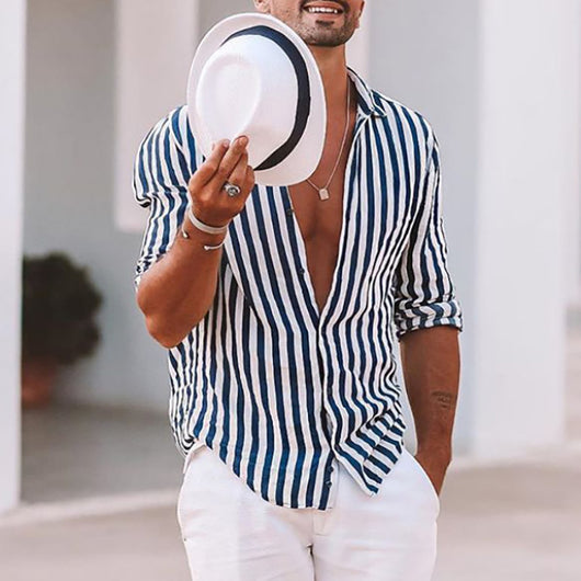 Camisa de Manga Larga a Rayas para Hombre - Image 10