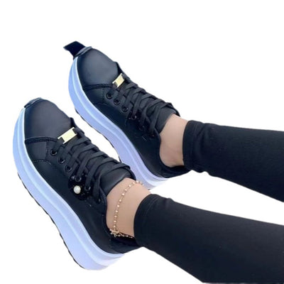 Zapatos Plataforma Blancos con Cordones para Mujer - Image 5