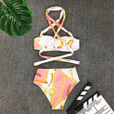 Bikini de Cintura Alta con Tirantes Cruzados y Escote Pronunciado - Image 16
