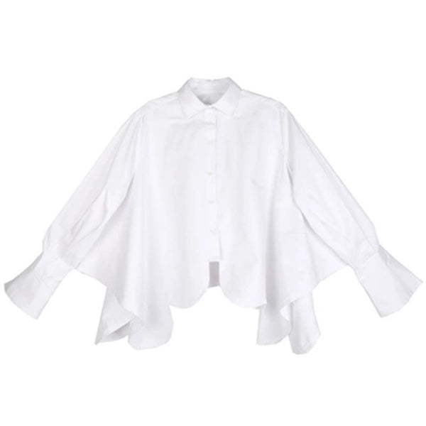Blusa Blanca Oversize con Bajo Irregular para Mujer - Image 5
