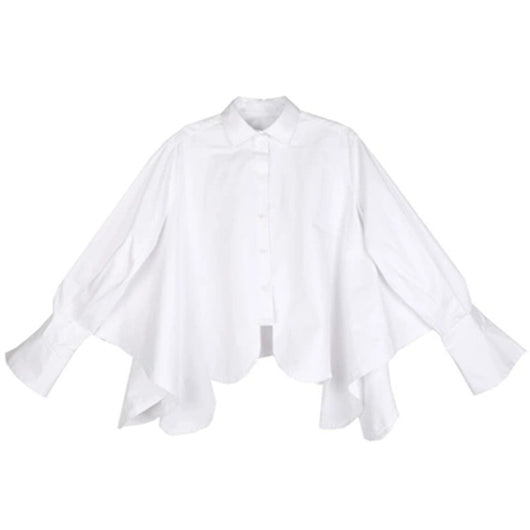 Blusa Blanca Oversize con Bajo Irregular para Mujer - Image 5