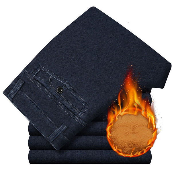 Jeans de Talle Alto con Forro de Terciopelo para Hombre - Calidez y Comodidad