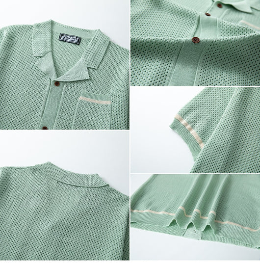 Polo Cubano de Manga Corta en Punto para Hombre - Estilo Verano - Image 11