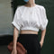 Camisa Occidental Blanca de Algodón con Manga Corta