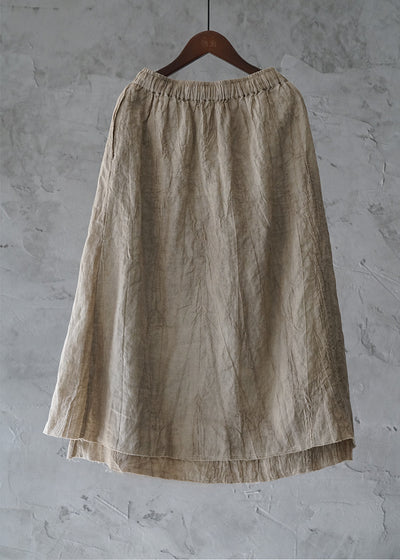 Falda Lino Teñido Vintage Slim con Borde Deshilachado - Diseño Retro Versátil - Image 8