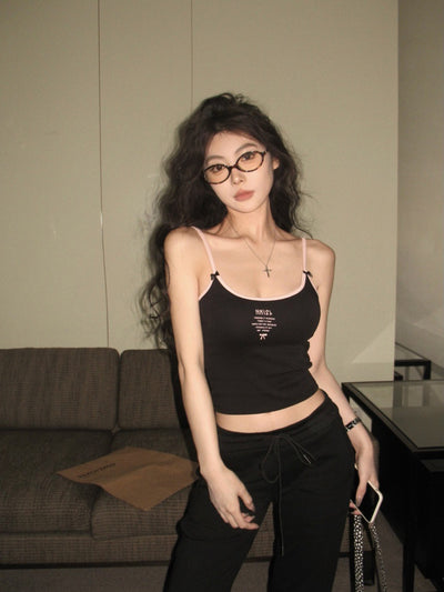 Top Cropped Blanco con Estampado de Letras y Lazo Sexy - Image 17