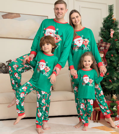 Pijamas Navideños a Juego para Toda la Familia con Diseño de Santa Claus