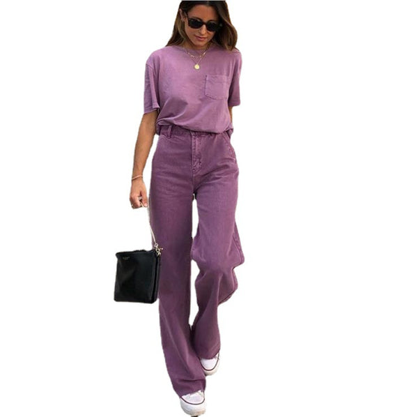 Jeans Anchos Acampanados de Tres Colores - Estilo Suelto y Moderno