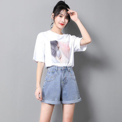 Shorts de Mezclilla Cintura Alta Estilo Coreano para Mujer - Image 2