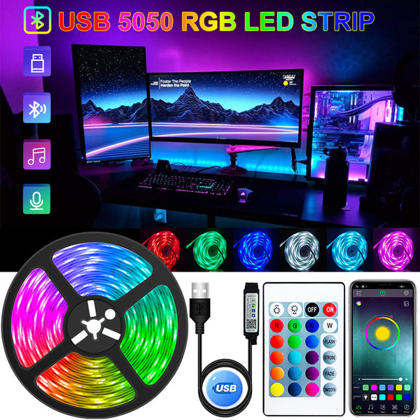 Tira LED Flexible RGB 5050 con Bluetooth USB 5V