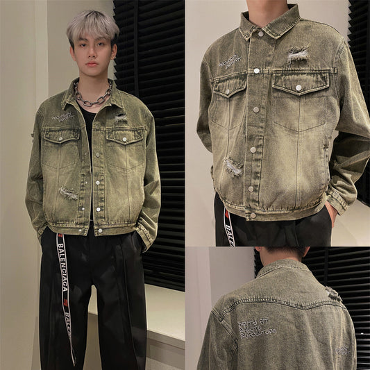 Chaqueta Vaquera Rasgada para Hombre - Estilo Urbano Casual