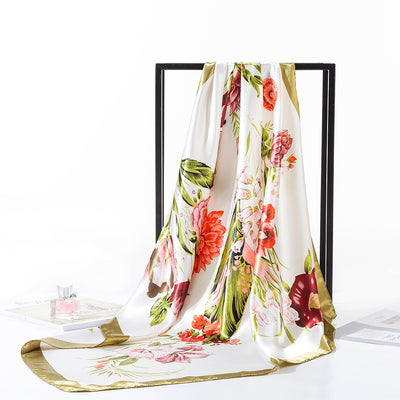 Pañuelo Cuadrado Protección Solar Estampado Floral para Mujer - Image 3