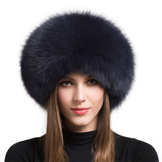 Gorro de Piel de Zorro con Protección Auditiva para Mujer