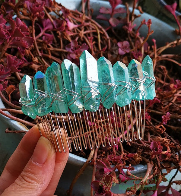 Peine de Cristal Verde para Novia - Accesorio de Boda Elegante