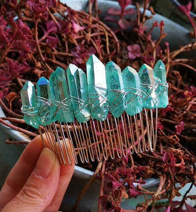 Peine de Cristal Verde para Novia - Accesorio de Boda Elegante - Image 2