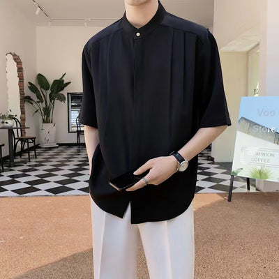 Camisa Casual de Verano para Hombre con Cuello Mao Premium - Image 8
