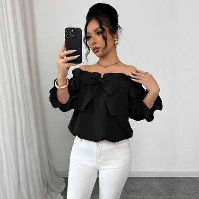 Blusa Cuello Barco con Volantes y Detalle de Moño - Image 4