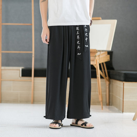 Pantalones Casuales con Bordado Artesanal Chino