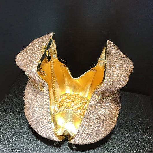 Bolso de Mano Clutch de Cristal Diamante Hecho a Mano con Cadena para Fiestas - Image 11