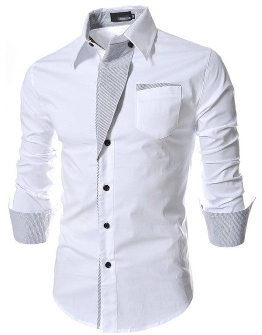 Camisa Slim Fit de Algodón para Hombre - Manga Larga Color Sólido - Image 11