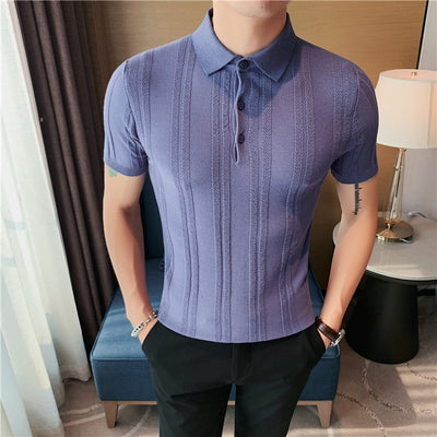 Polo Tejido de Manga Corta para Hombre con Textura y Elasticidad - Image 28