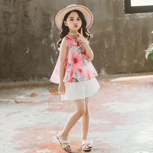 Conjunto de Verano para Niñas Estilo Coreano Occidental con Shorts y Manga Corta - Image 7