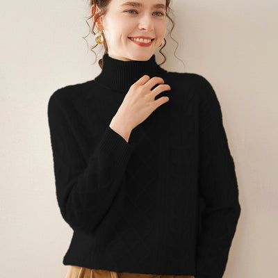 Suéter Cashmere Suelto con Cuello Alto - Tejido Grueso de Tres Capas - Image 12